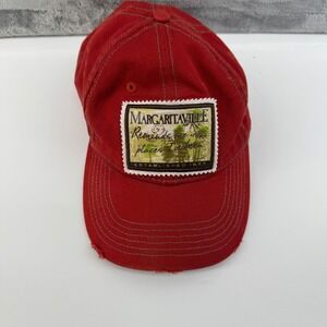 Margaritaville Red Distressed Baseball Cap Hat Adjustable Strapback Patch Logo